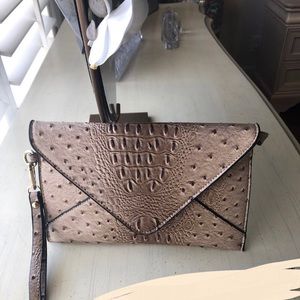 Vegan Crocodile Foldover Clutch